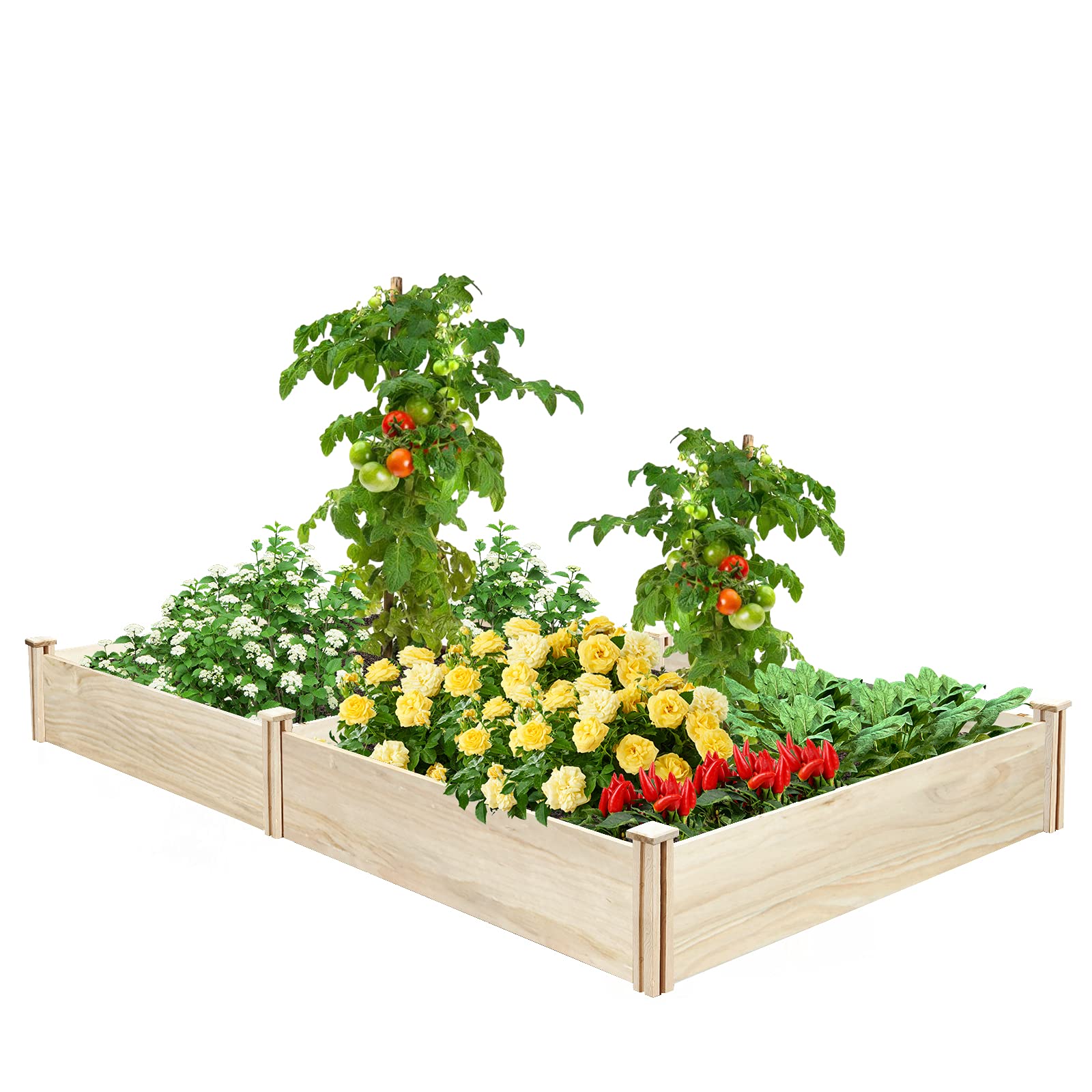 GARFANS 8FT×4FT Raised Garden Bed Kit - Outdoor Elevated Wood Planter Box for Vegetables, Herbs, Flowers - DIY Gardening Solution for Backyard, Patio & Urban Farming