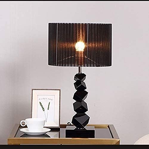 Modern Crystal Black LED Desk Lamp - 23.6X13 Inch Adjustable Table Light for Bedroom, Study & Office - European Style Decorative Fabric Lamp for Reading, Working & Nightstand Use