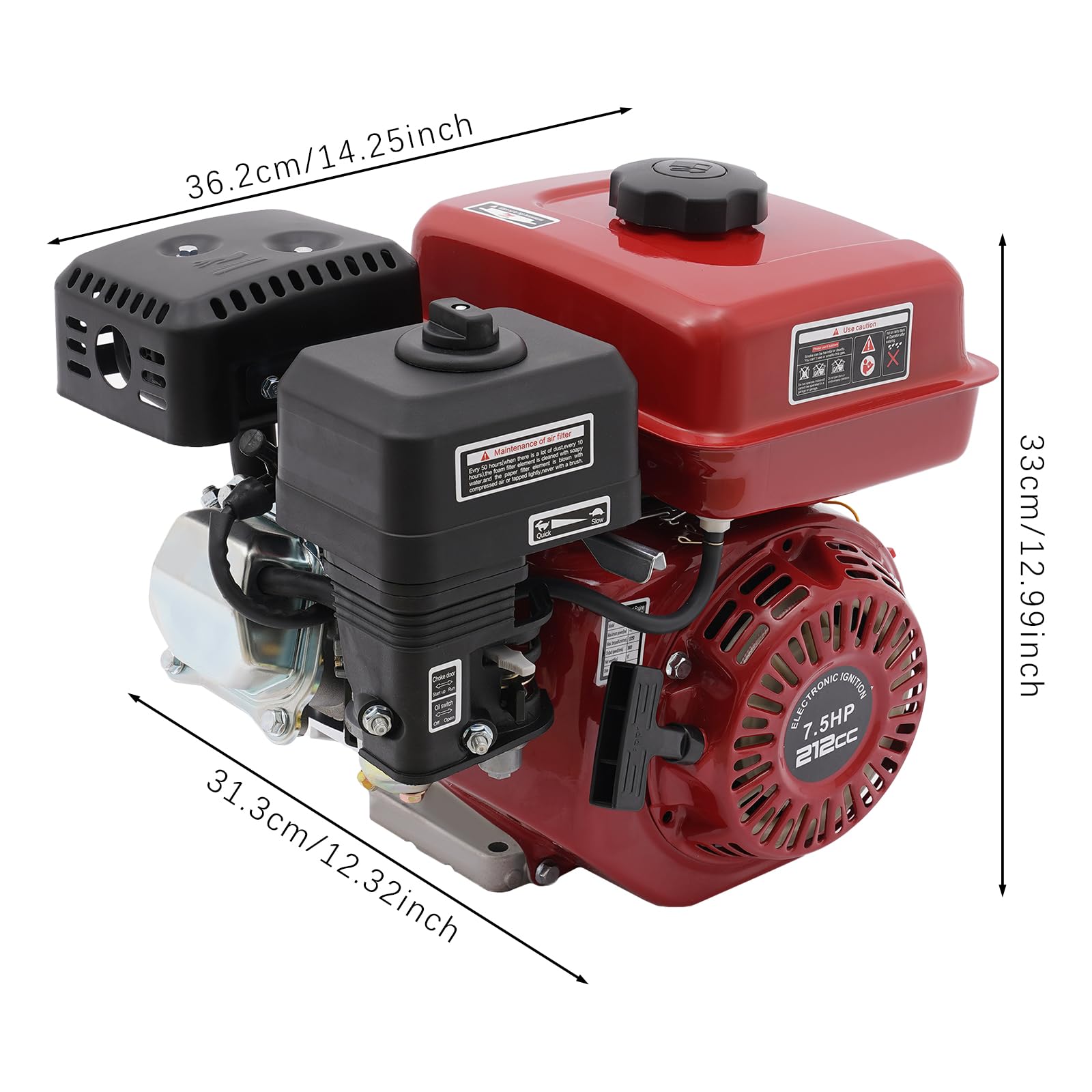 7.5HP 212cc 4-Stroke Gas Engine Motor - 3000W Industrial Grade Replacement with High Precision Carburetor & Low Fuel Consumption - Power for Go-Karts, Minibikes, Lawn Mowers, Pressure Washers & Generators - Durable Small Engine for Outdoor Power Equipment
