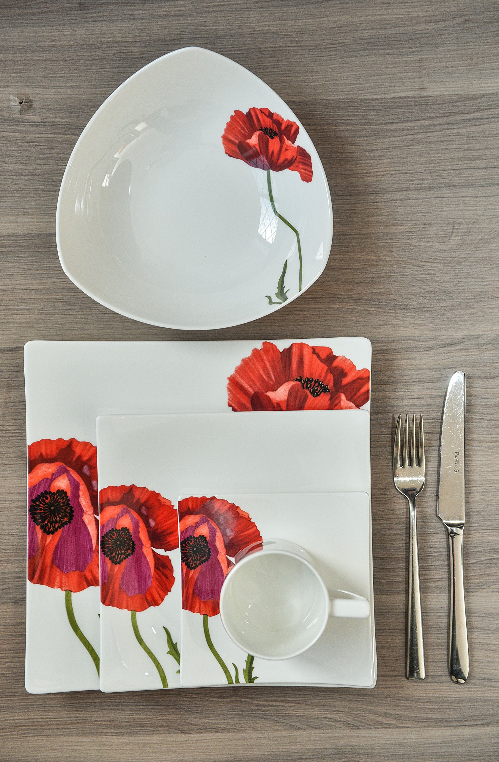 Red Vanilla Summer Sun Dinner Plates Set of 4 - Elegant Melamine Plates for Outdoor Dining, Picnics & Summer Parties