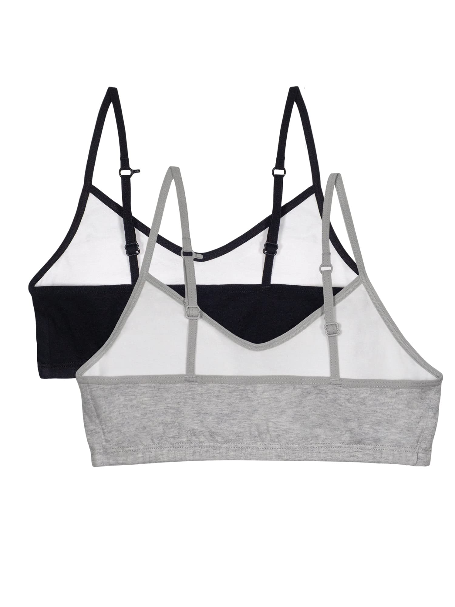 Fruit of the Loom Girls' Comfort Bras with Removable Padding - 2 Pack Soft Cotton Training Bras for Teens - Perfect for School, Sports & Everyday Wear
