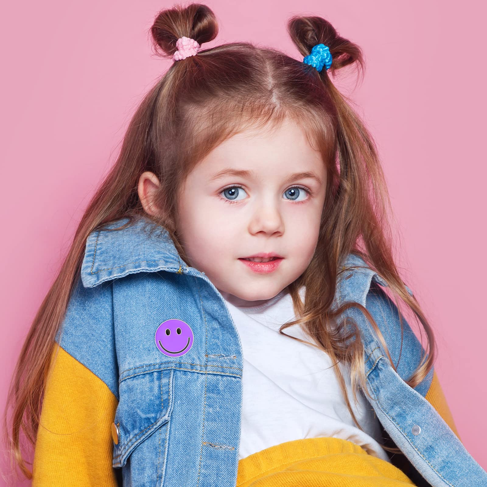 60 Pack Happy Face Lapel Pins Bulk - Cute Smiley Pinback Buttons for Teachers, Students & Kids - Funny Badges for Clothes, Backpacks, Jackets & Accessories (Blue, Pink, Orange, Yellow, Green, Purple) - Perfect for Classroom Rewards, Party Favors & Gifts