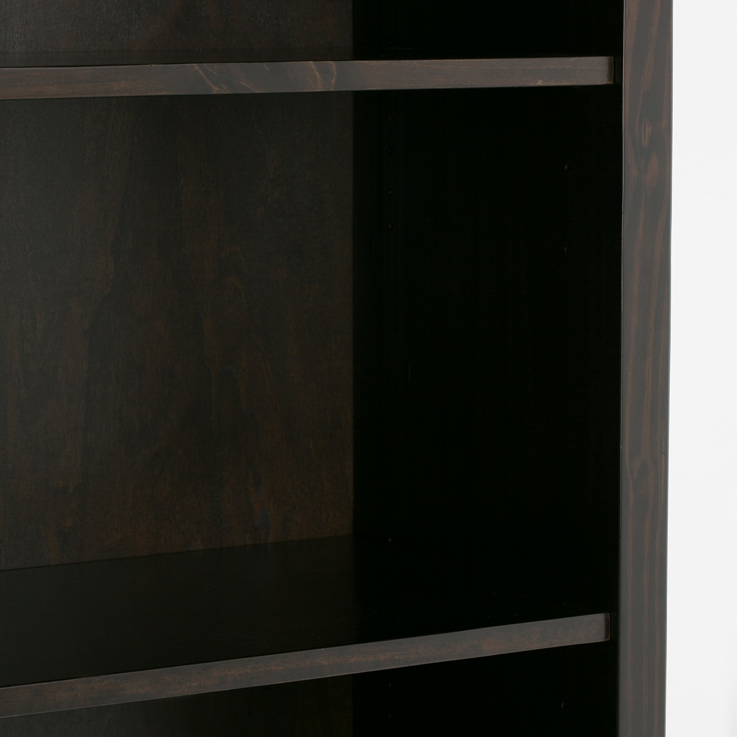 SIMPLIHOME Amherst 30 Inch Solid Wood 5 Shelf Bookcase - Transitional Style in Hickory Brown for Living Room, Study, Office | Rustic Home Decor & Bookshelf Storage