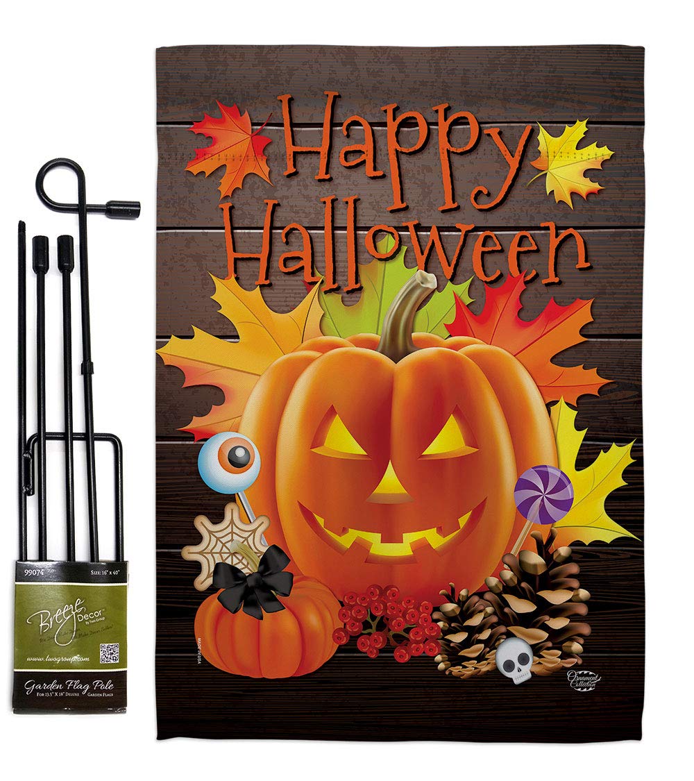 Spooky Halloween Pumpkin Garden Flag - Fall Witch Decor for Yard & Home