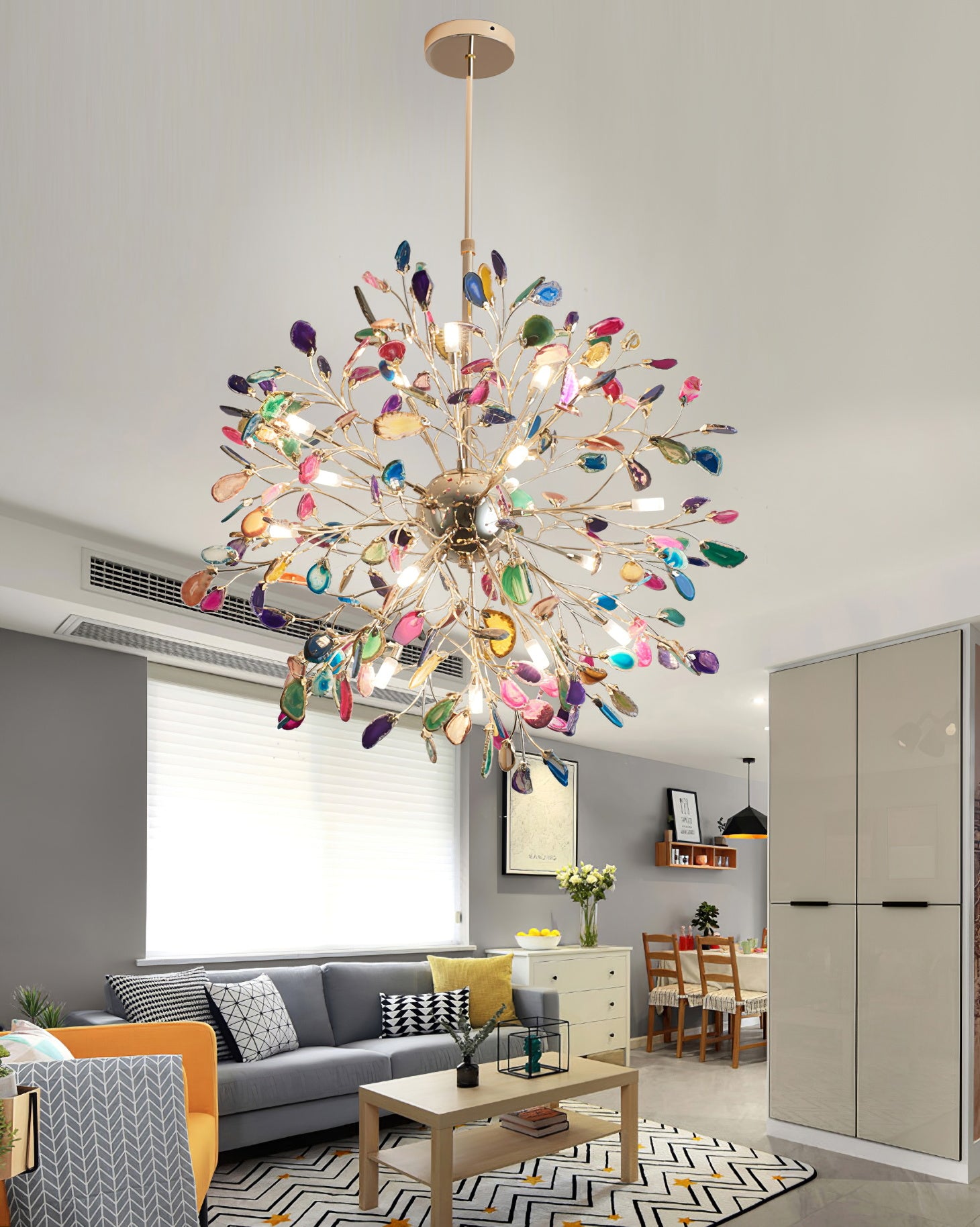 Modern Agate Crystal Chandelier - Elegant Handcrafted Lighting Fixture for Dining Room, Living Room & Bedroom - Perfect for Home Decor & Luxury Interior Design
