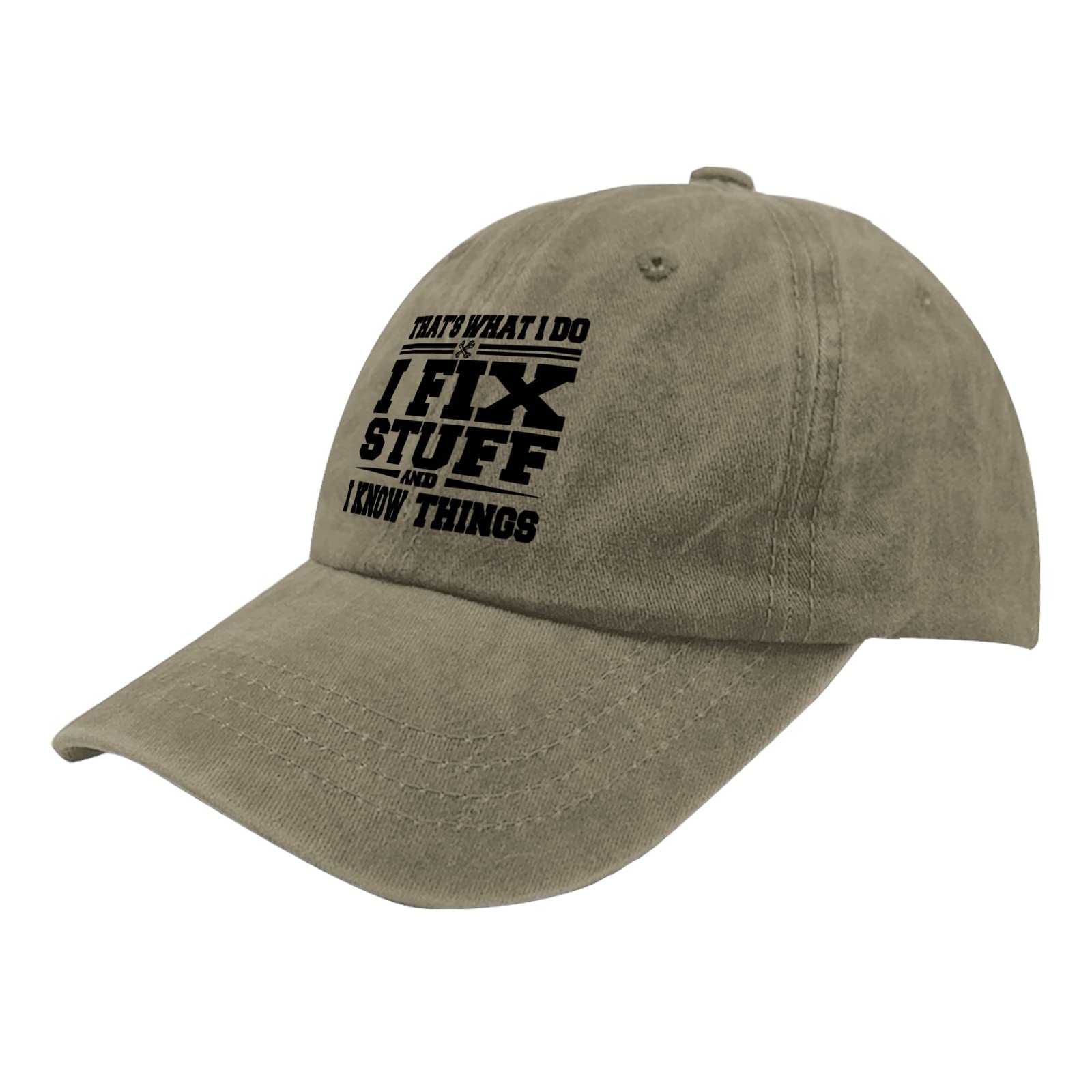 Funny Graphic Baseball Cap for Men - 'That's What I Do I Fix Stuff and I Know Things' Adjustable Dad Hat - Perfect for Casual Wear, Outdoor Activities & Gifts