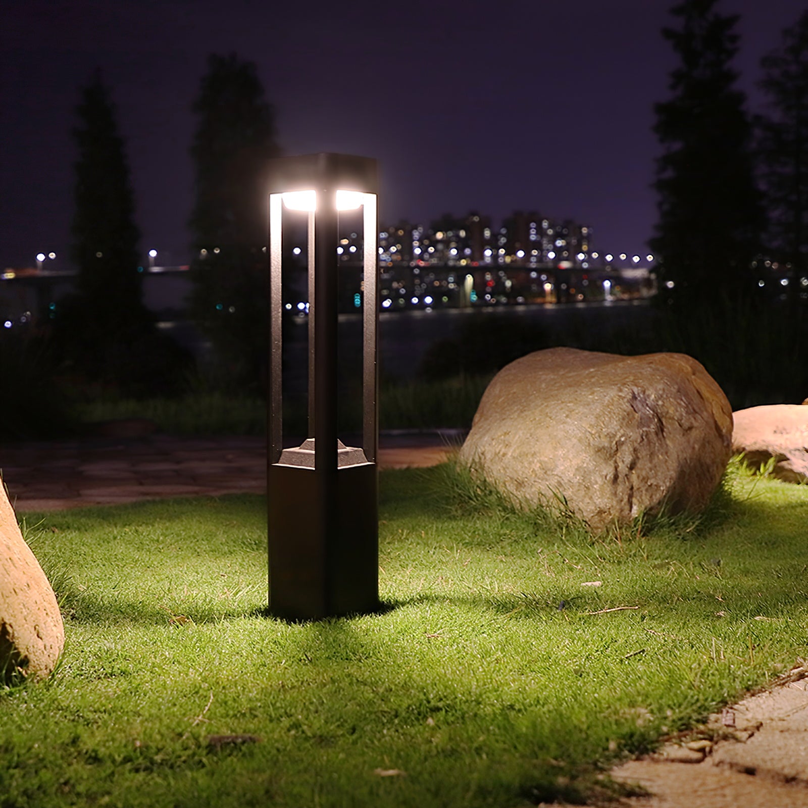 Outdoor Rectangular Column Garden Light - Waterproof LED Landscape Lighting for Patio, Yard, and Pathway Decor