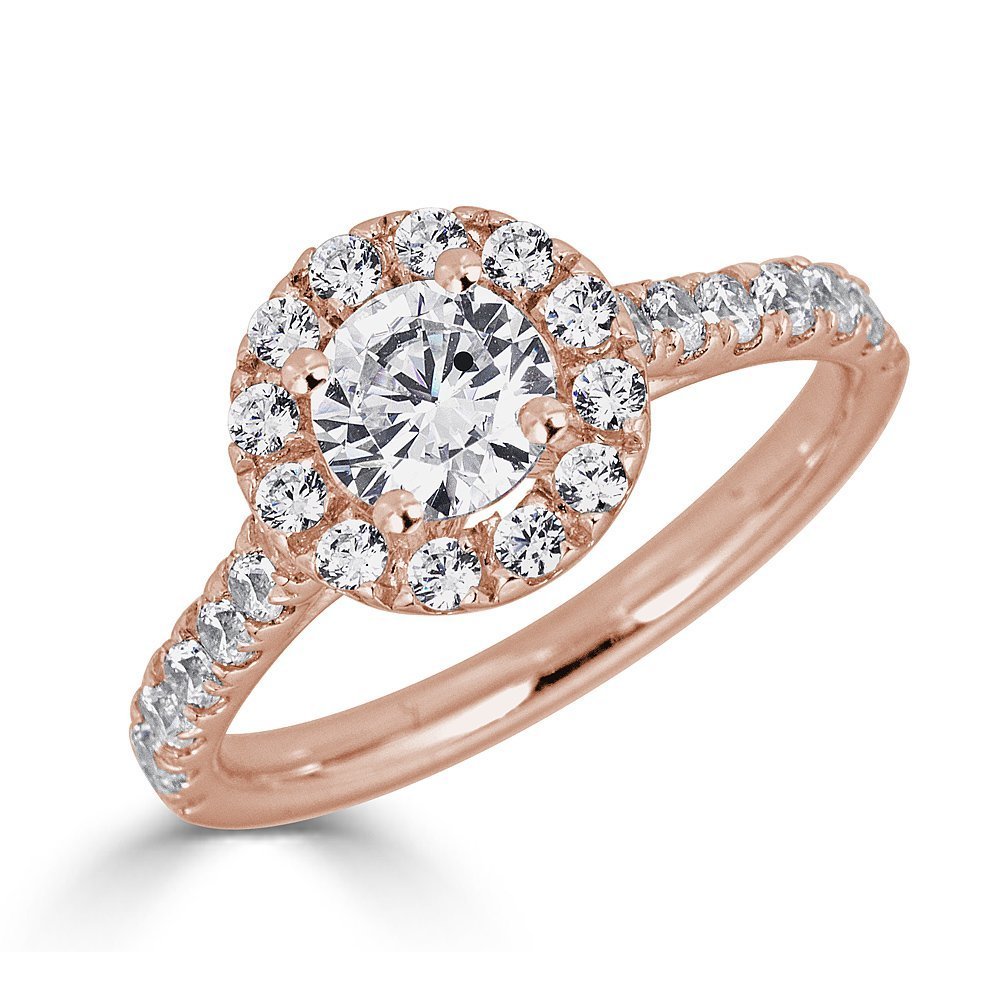 14KT Gold 1.50 CTW Round Diamond Halo Cathedral Engagement Ring for Women - Perfect for Proposals, Weddings & Anniversaries
