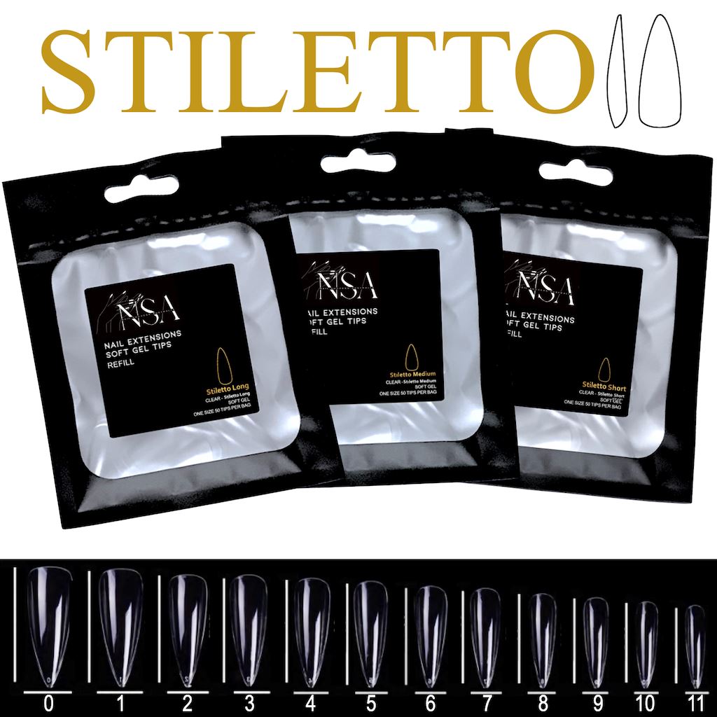 Soft Gel Tips for Nails - 50pcs Refill Pack - Stiletto Shape - Perfect for Salon, DIY Manicures & Nail Extensions