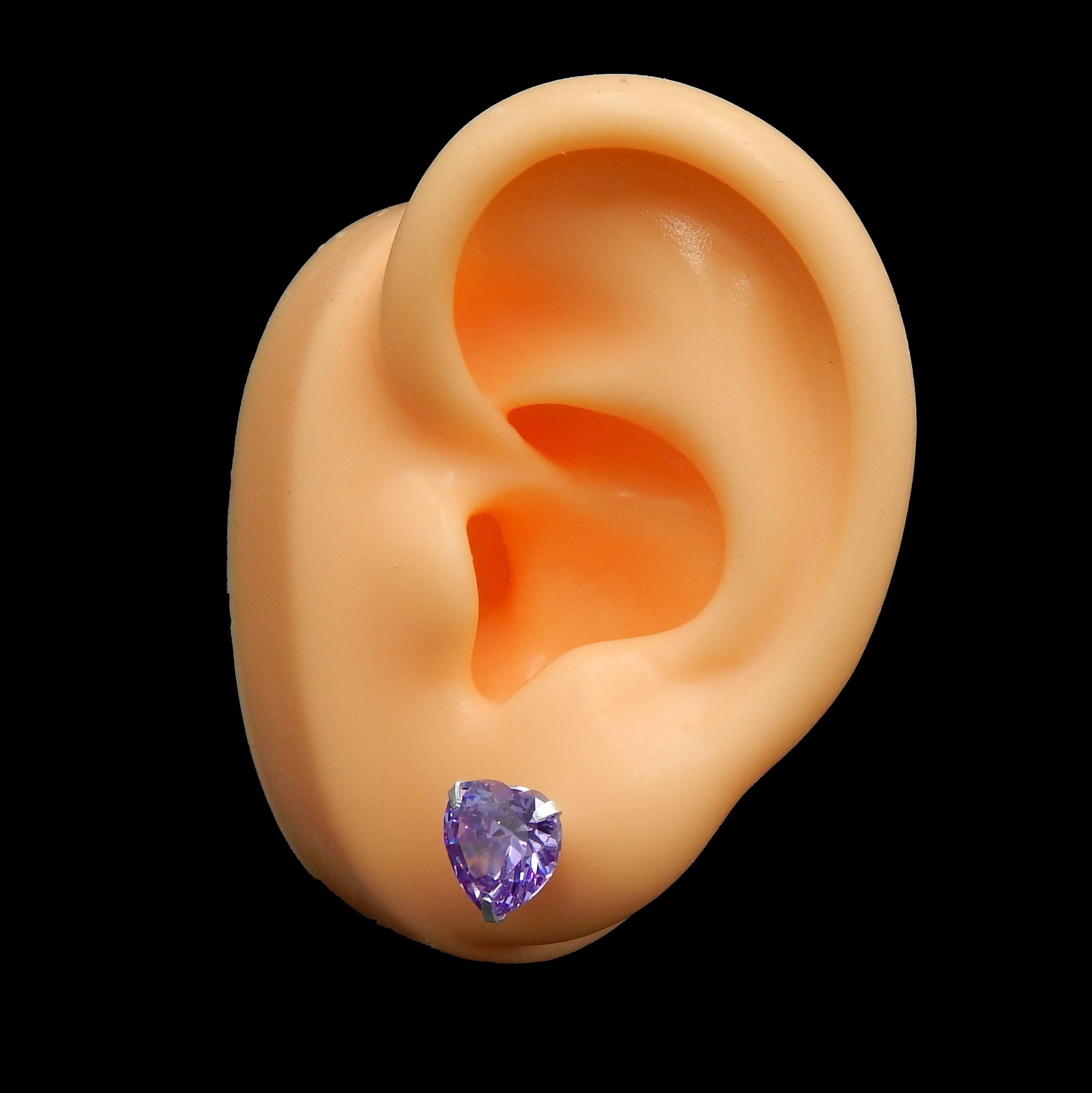 ICYROSE 925 Sterling Silver 9mm Lavender CZ Heart Stud Earrings for Women - Dainty Cubic Zirconia Jewelry Gift for Valentine's Day, Anniversary & Everyday Wear (Style 9524)