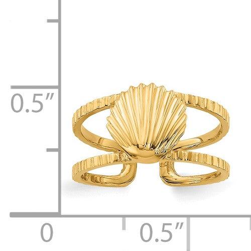 14K Yellow Gold Shell Toe Ring for Women - Elegant Beach Wedding Jewelry Gift for Her - Perfect for Summer Vacations & Boho Fashion