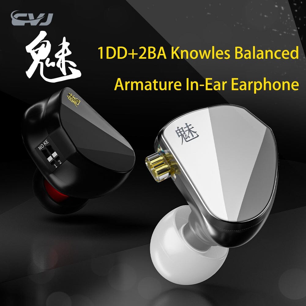 CVJ Mei 1DD + 2BA Hybrid In-Ear Earphones with Knowles Balanced Armature - HiFi Sound for Music Lovers, Audiophiles & Gaming (Perfect for Studio Monitoring, Travel & Workout)