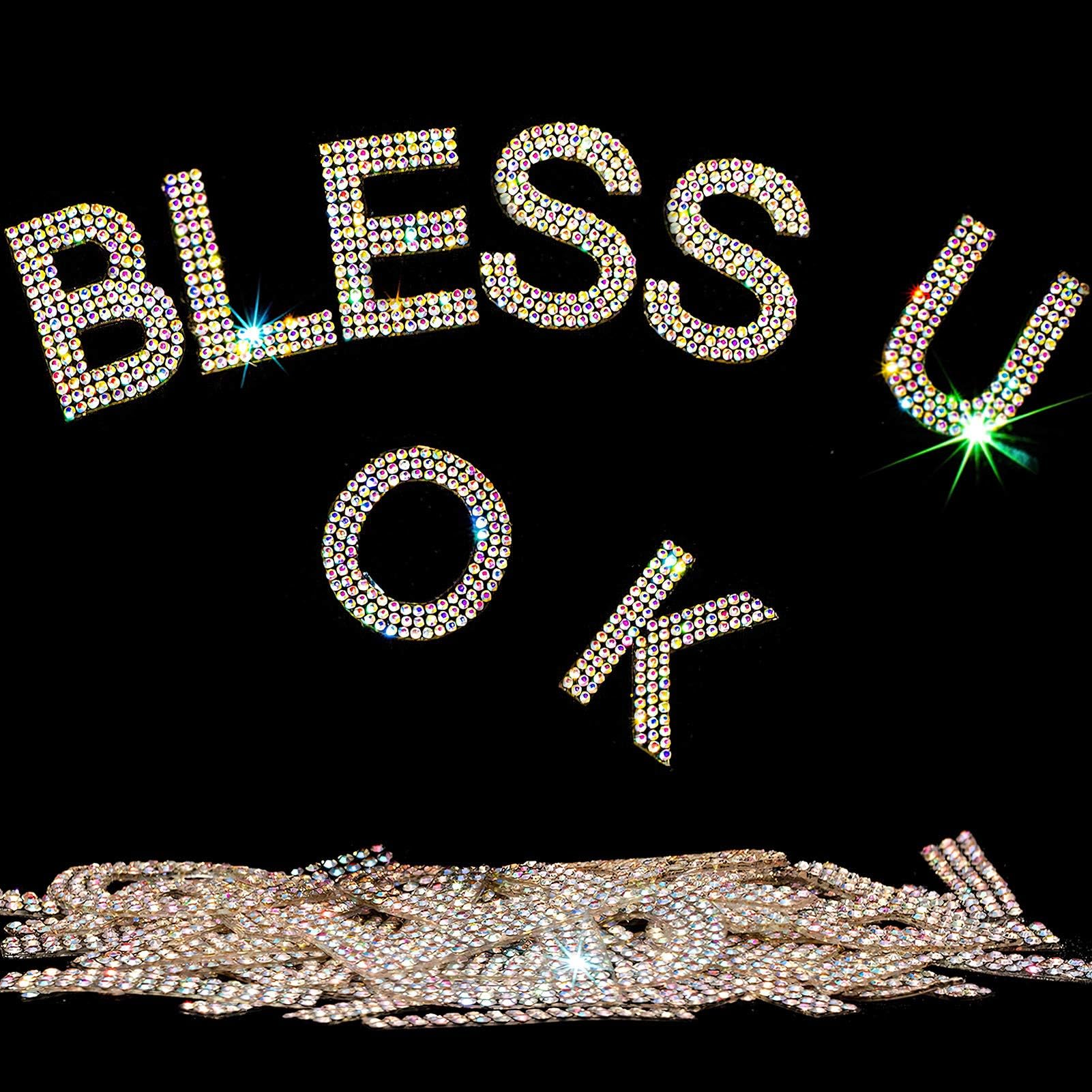 Locacrystal 34Pcs Bling Rhinestone Alphabet Stickers A-Z - Self-Adhesive Iron-On Crystal Letters for DIY Crafts, Clothing, Cars & Home Decor (Crystal AB) - Perfect for Customizing T-Shirts, Hats, Scrapbooks & Party Decorations