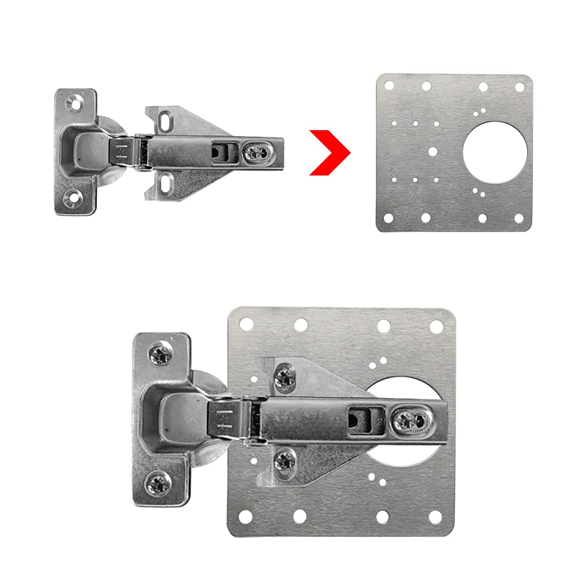 1 Pcs Kitchen Cabinet Door Hinges Repair Plate Brackets Kit with Fixing Screws - Easy DIY Installation for Cupboard, Wardrobe & Furniture Repair