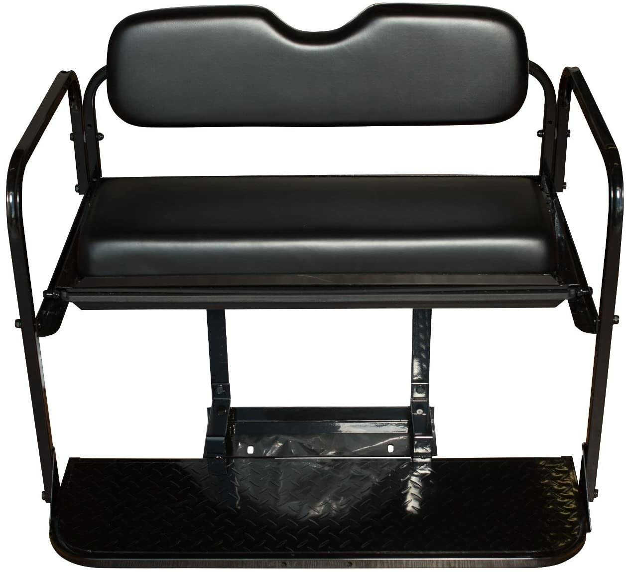 Yamaha G14 G16 G19 G22 Golf Cart Flip Folding Rear Back Seat Kit - Black | Heavy Duty Upgrade for Golf Carts | Perfect for Camping, Hunting & Resort Transportation
