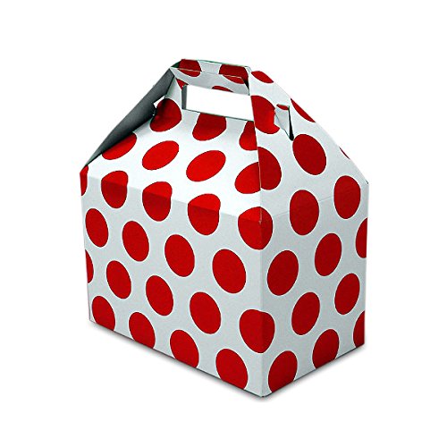 Red Dot Gift Gable Boxes 9x6x6 Inches - Bulk Pack of 100 | Perfect for Party Favors, Wedding Decorations & Holiday Gift Packaging