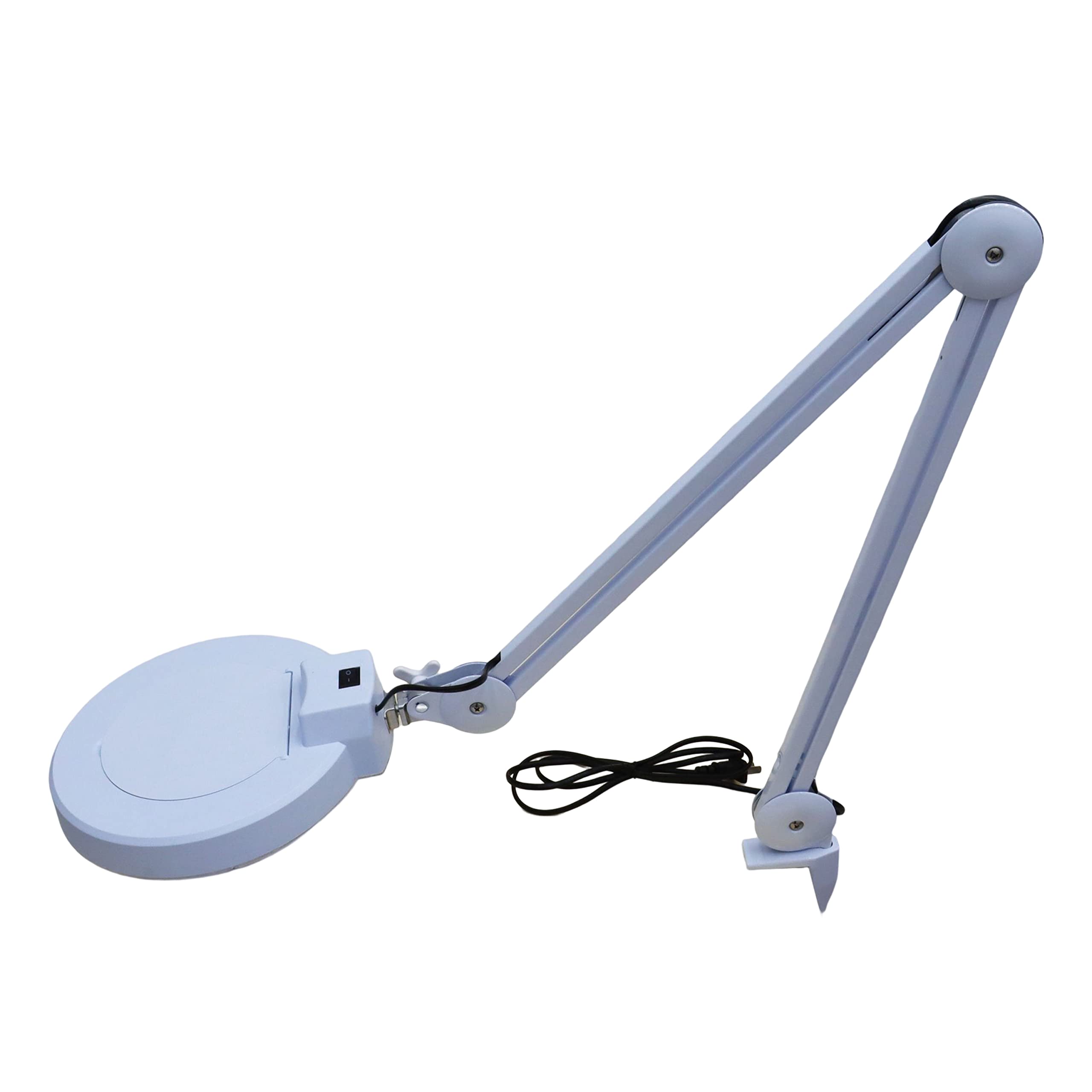 INTBUYING 110V LED Magnifying Lamp with 8X White Glass Lens - Adjustable Desk Clamp Light for Reading, Crafts, Jewelry Making & Precision Work