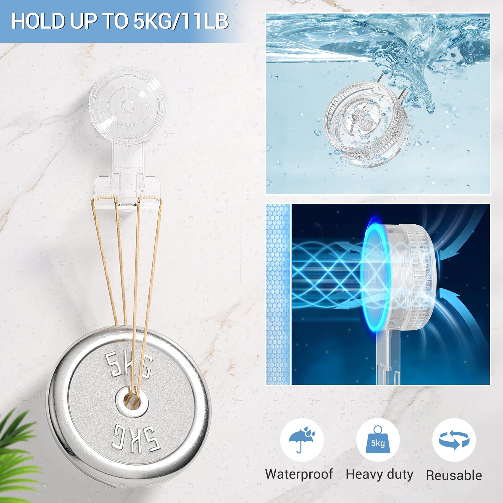 LUXEAR 4-Pack Shower Suction Cup Hooks - Strong Vacuum Wall Hangers for Razor, Loofah, Towel & Robe | Waterproof Bathroom & Kitchen Organizer | Perfect for Shower, Bath & Home Storage