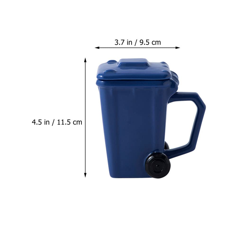 Insulated Ceramic Coffee Mug with Lid - Multi-Function Desktop Recycle Bin & Drinkware - Blue Gaming Mug for Home, Office, Gaming Setup & Outdoor Use