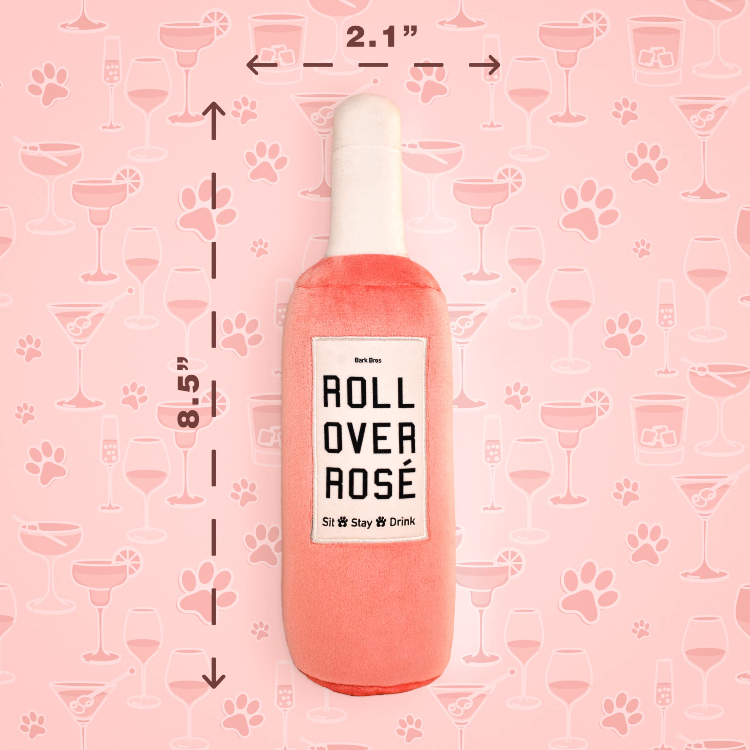 Rose Wine Bottle Dog Toy - Plush Squeaky Puppy Gift for Birthday Play
