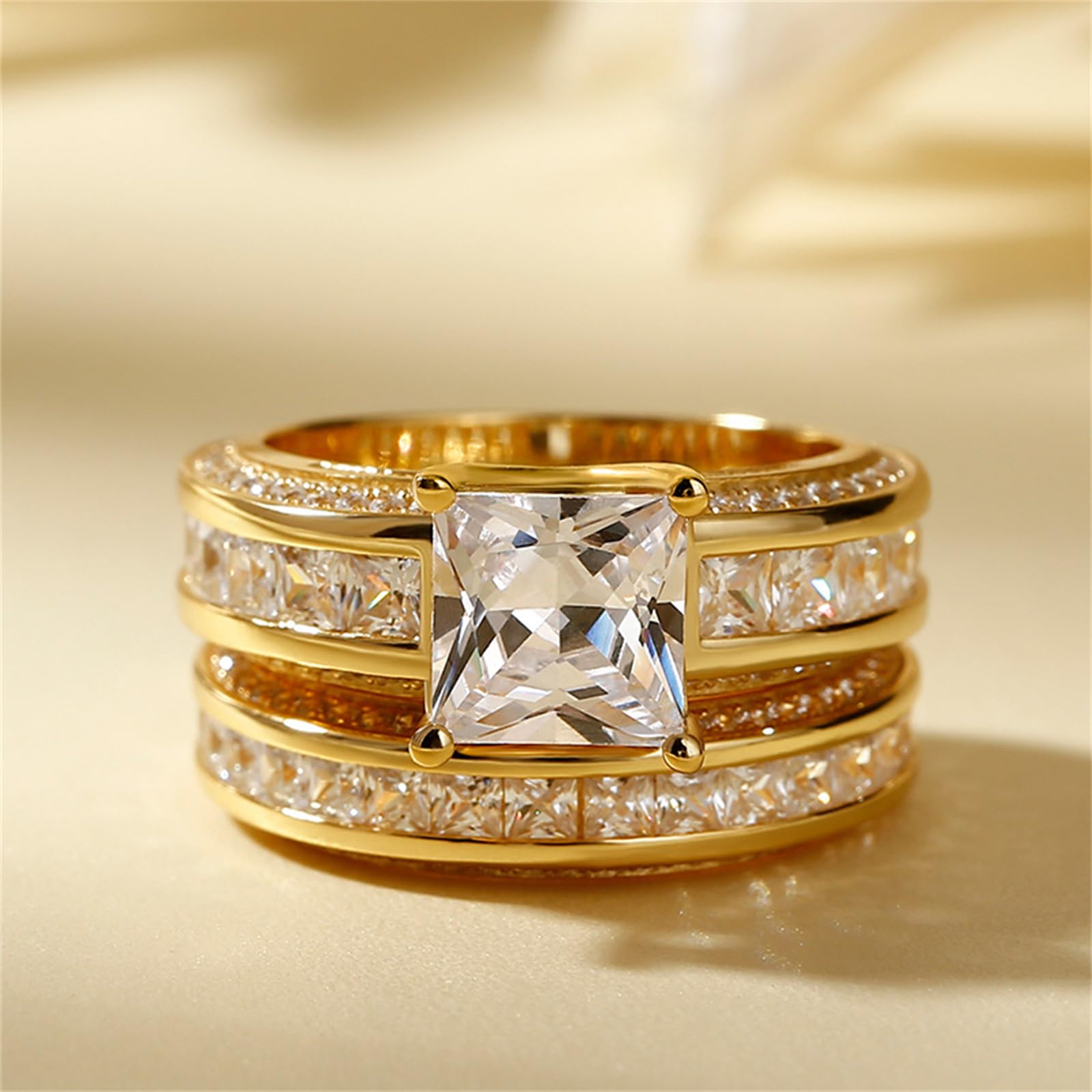 Jeulia 2.85 Carat Sterling Silver Princess Cut Engagement & Wedding Ring Set for Women - Cubic Zirconia Bridal Jewelry with Gift Box | Perfect for Proposals, Anniversaries & Special Occasions