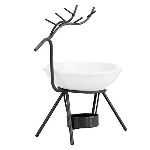 Deer Shape Stainless Steel Ceramic Essential Oil Diffuser & Aroma Burner - Modern Home Decor, Candle Holder & Fragrance Warmer for Relaxation, Yoga, Spa and Bedroom Ambiance (Black)