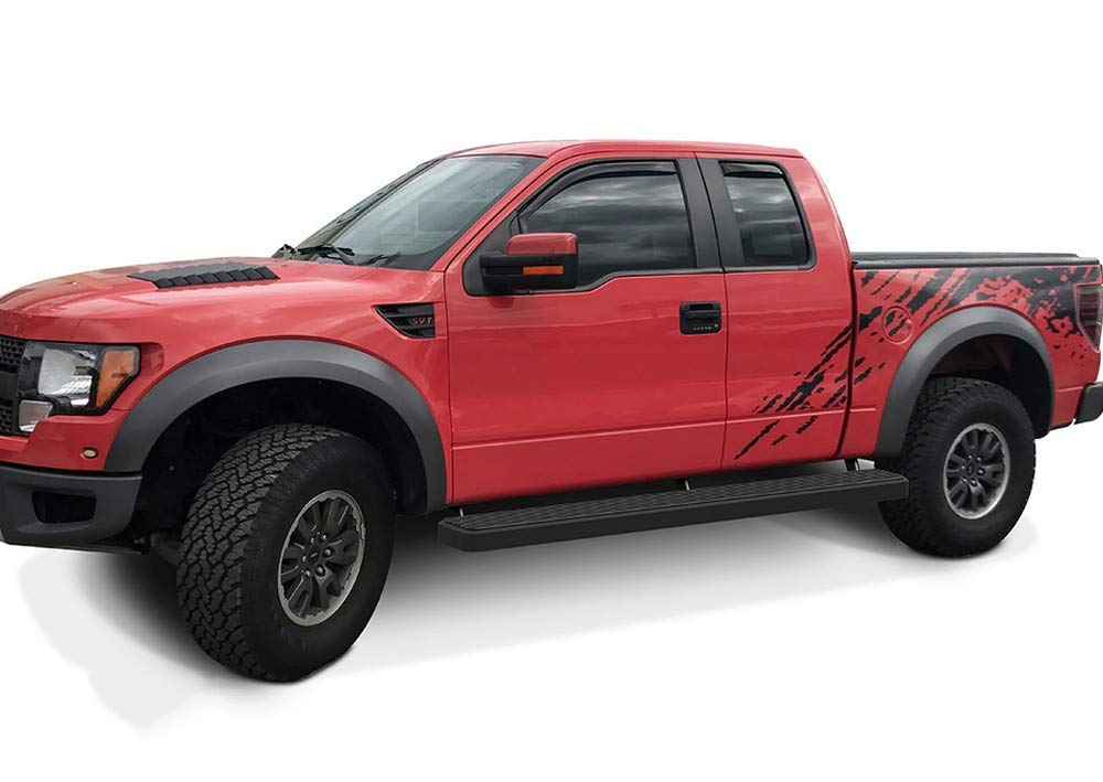 APS 6in Wheel-to-Wheel Running Boards for Ford F150 2015-2025 Super Cab 5.5ft Bed & F-250/F-350 Super Duty 2017-2025 - Black Nerf Bars Side Steps with Non-Slip Surface | Perfect for Off-Roading, Truck Access & Easy Entry/Exit