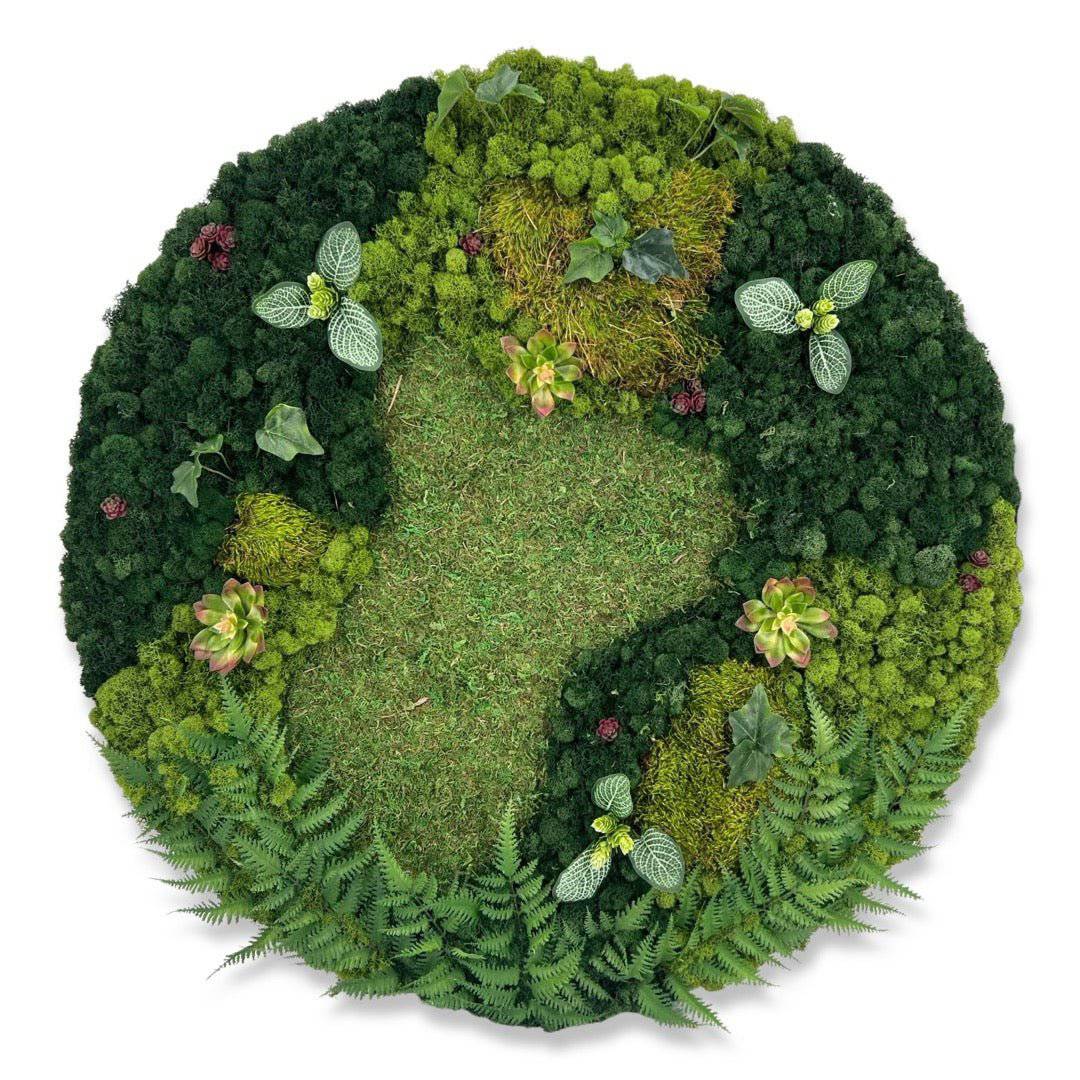 Flora Circular Hanging Moss Wall Art - Handmade Boho Home Decor for Living Room, Bedroom & Office - Natural Plant Decor for Indoor Spaces