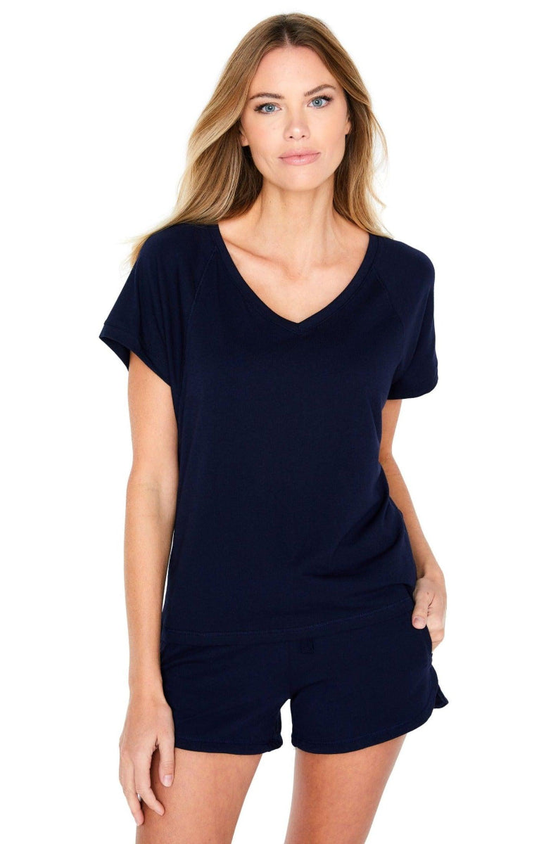 Comfortable Women's Loungewear Set - Soft Cotton Short Sleeve Top & Shorts Pajama Set for Sleep, Yoga, and Home Relaxation