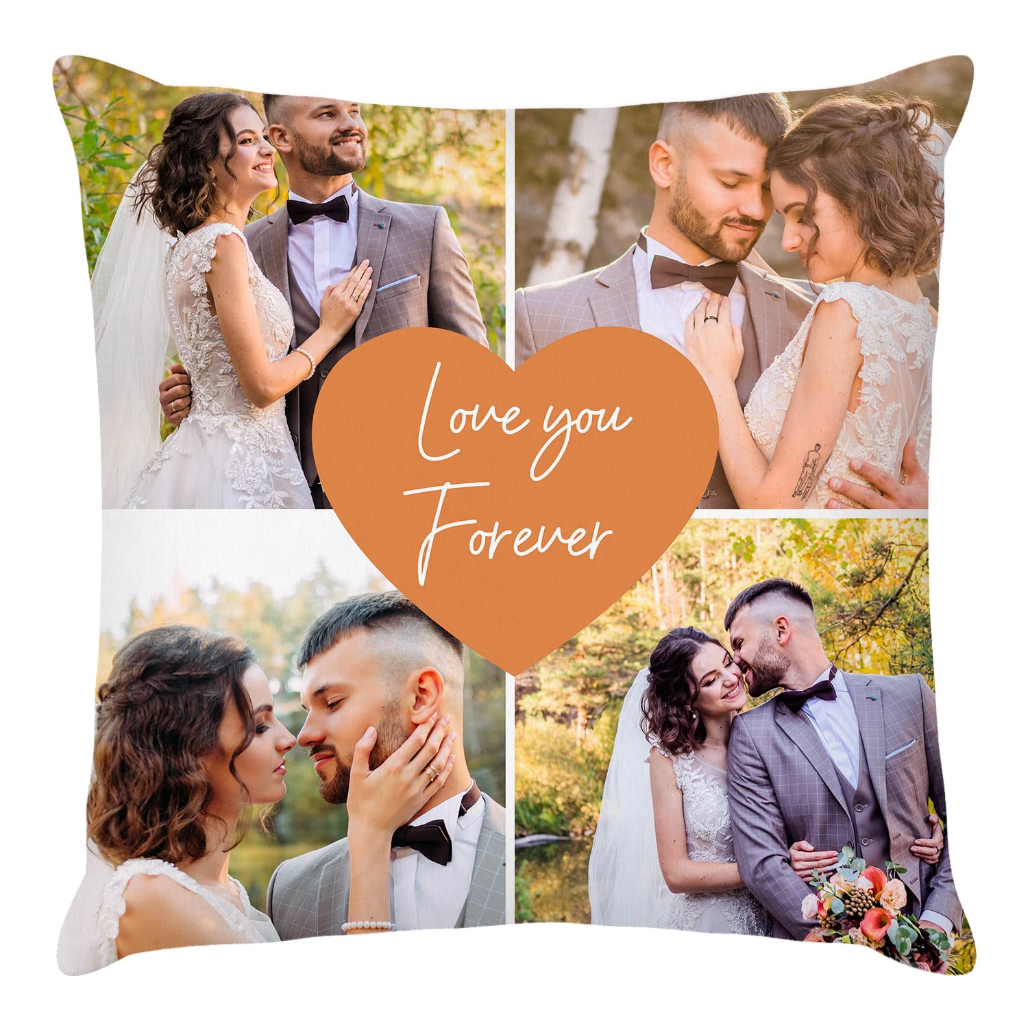 Custom Photo Pillow with Picture & Text - Personalized Couple Gift for Valentine's Day, Anniversary & Special Occasions - 18x18 Inch Throw Pillow Cover (No Filling) - Perfect for Home Decor, Romantic Gifts & Memory Keepsakes