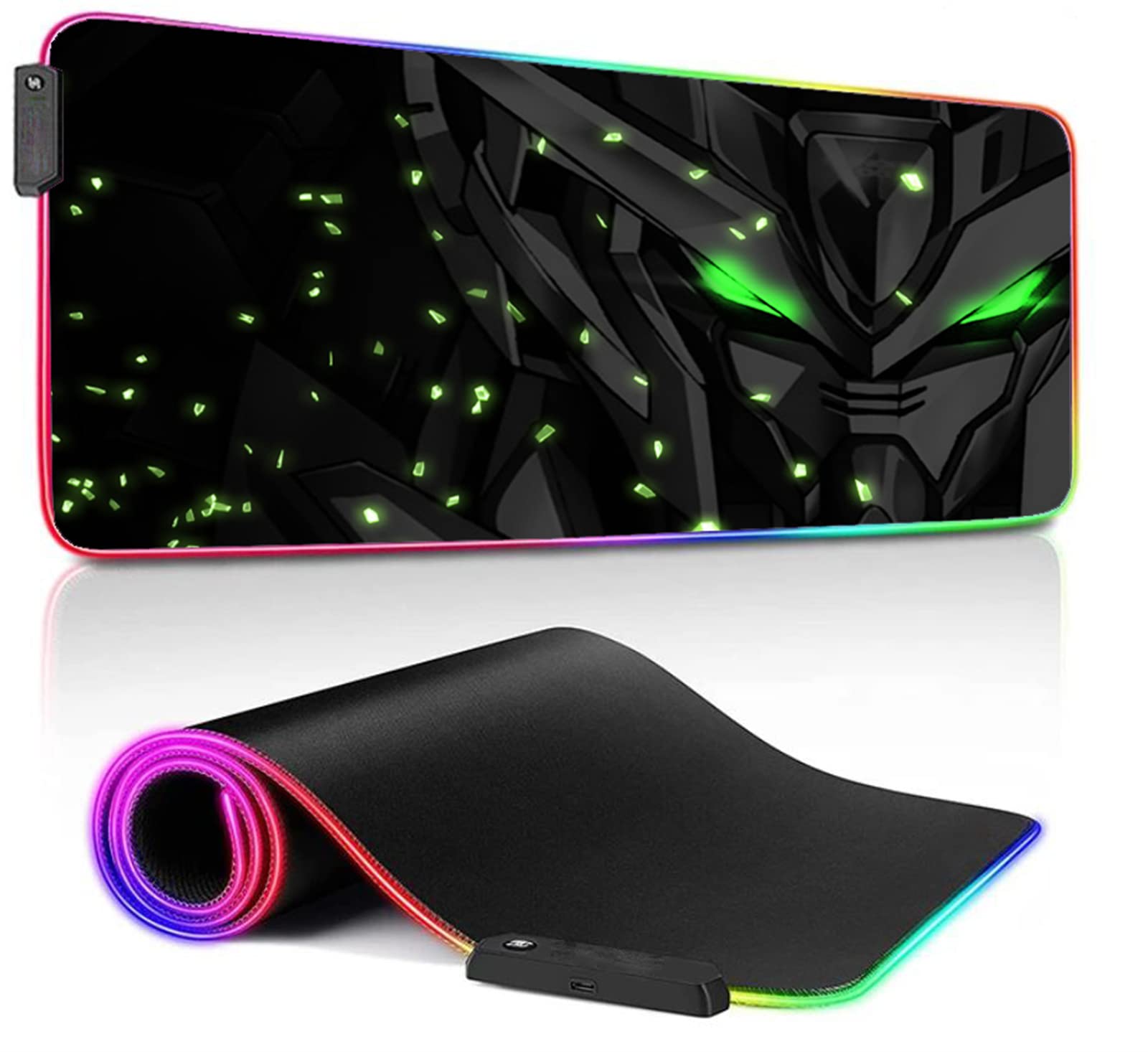 Gundam LED Gaming Mouse Pad Large RGB Extended Mouse Mat with Stitched Edges - 30x80cm Computer Keyboard Desk Mat for PC Gamers | Perfect for FPS, MOBA & Esports Gaming Setups