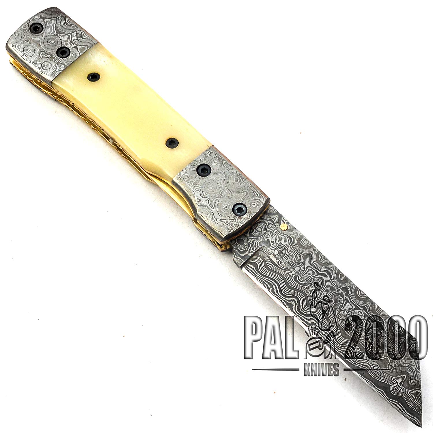 Handmade Damascus Steel 8 Inch Folding Pocket Knife - PAL 2000 POC-9677 | EDC, Camping, Hunting & Outdoor Survival Gear