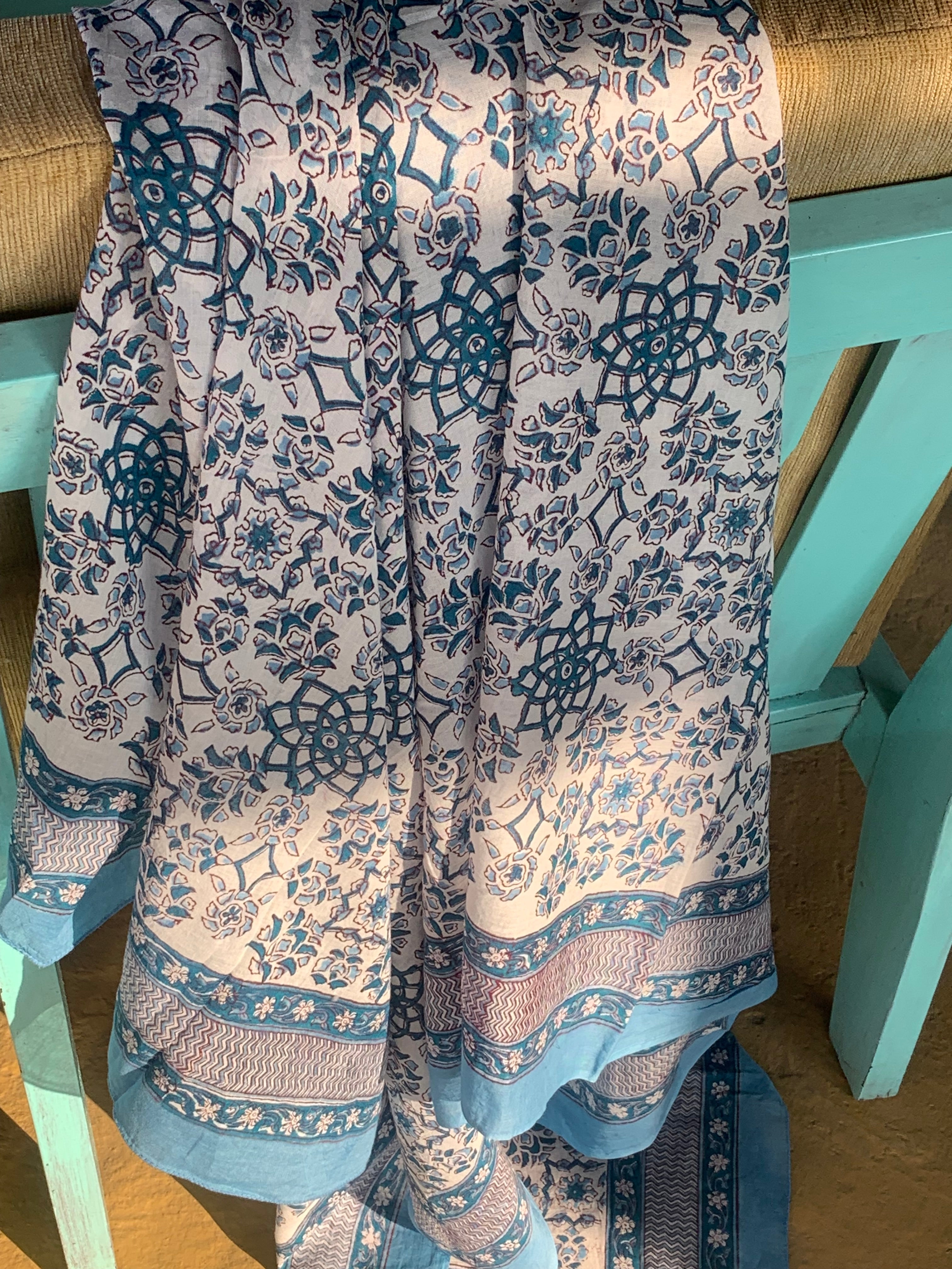 Stylish Block Print Sarong or Pareo - New 2024 Collection for Beach, Pool & Summer Vacations