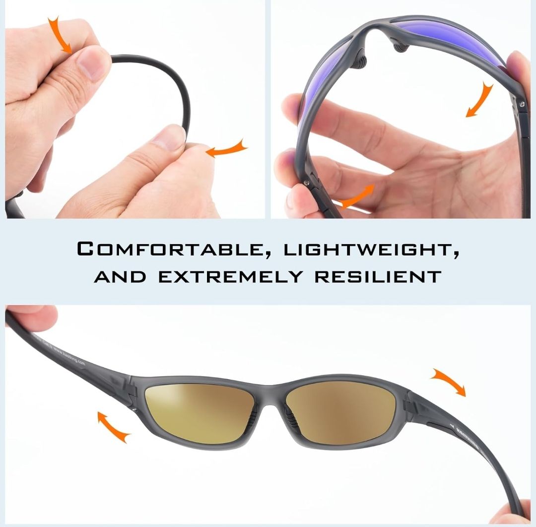 Polarized Sports Sunglasses for Men & Women - UV Protection Wraparound Cat 3 Sunglasses for Cycling, Running, Hiking & Outdoor Activities - Lightweight & Anti-Glare for Enhanced Visibility