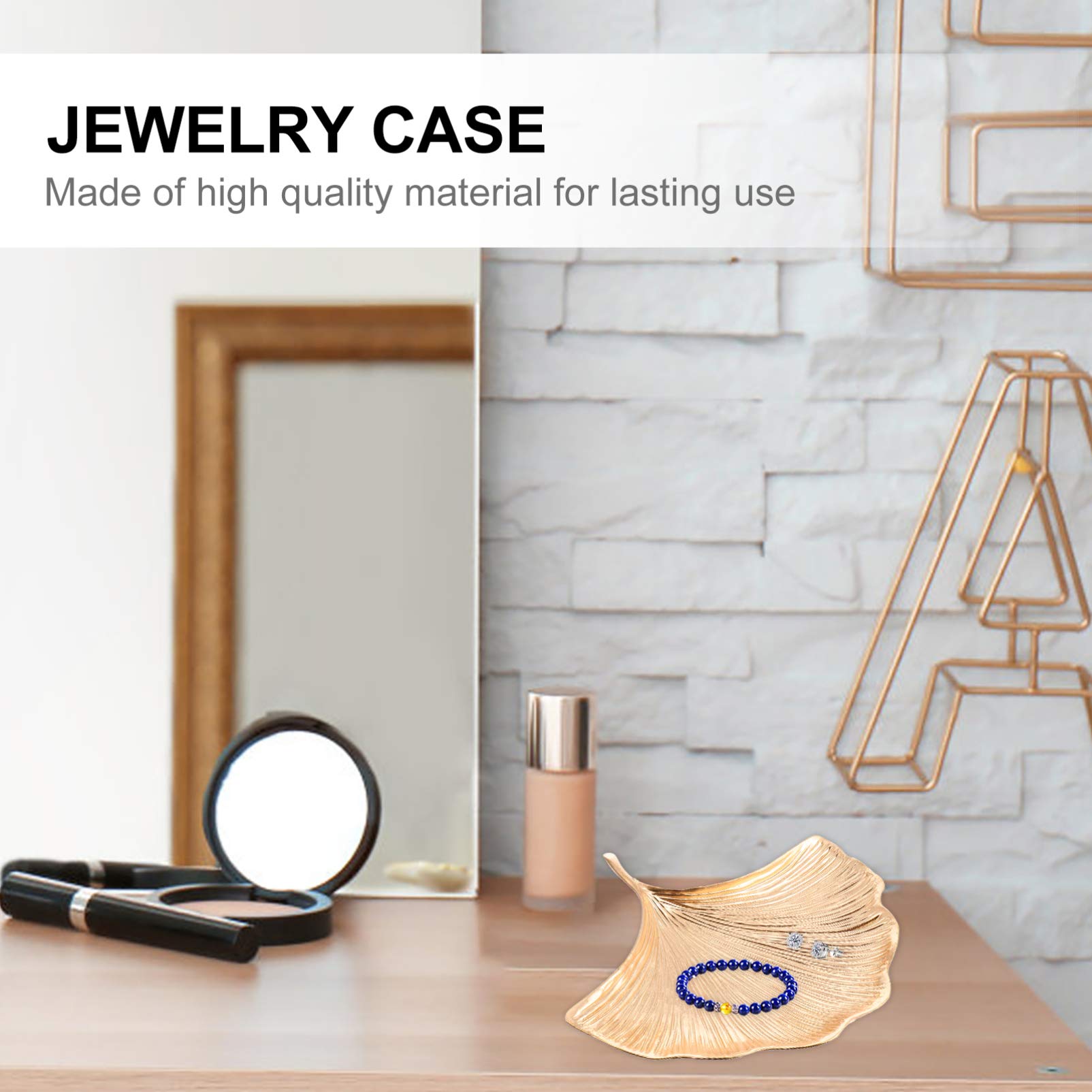 Elegant Ginkgo Leaf Jewelry Tray - Alloy Gold Vanity Tray for Rings, Necklaces & Trinkets | Decorative Dresser Organizer | Perfect for Christmas, Wedding & Home Decor | Jewelry Storage Solution for Bedroom, Bathroom & Office
