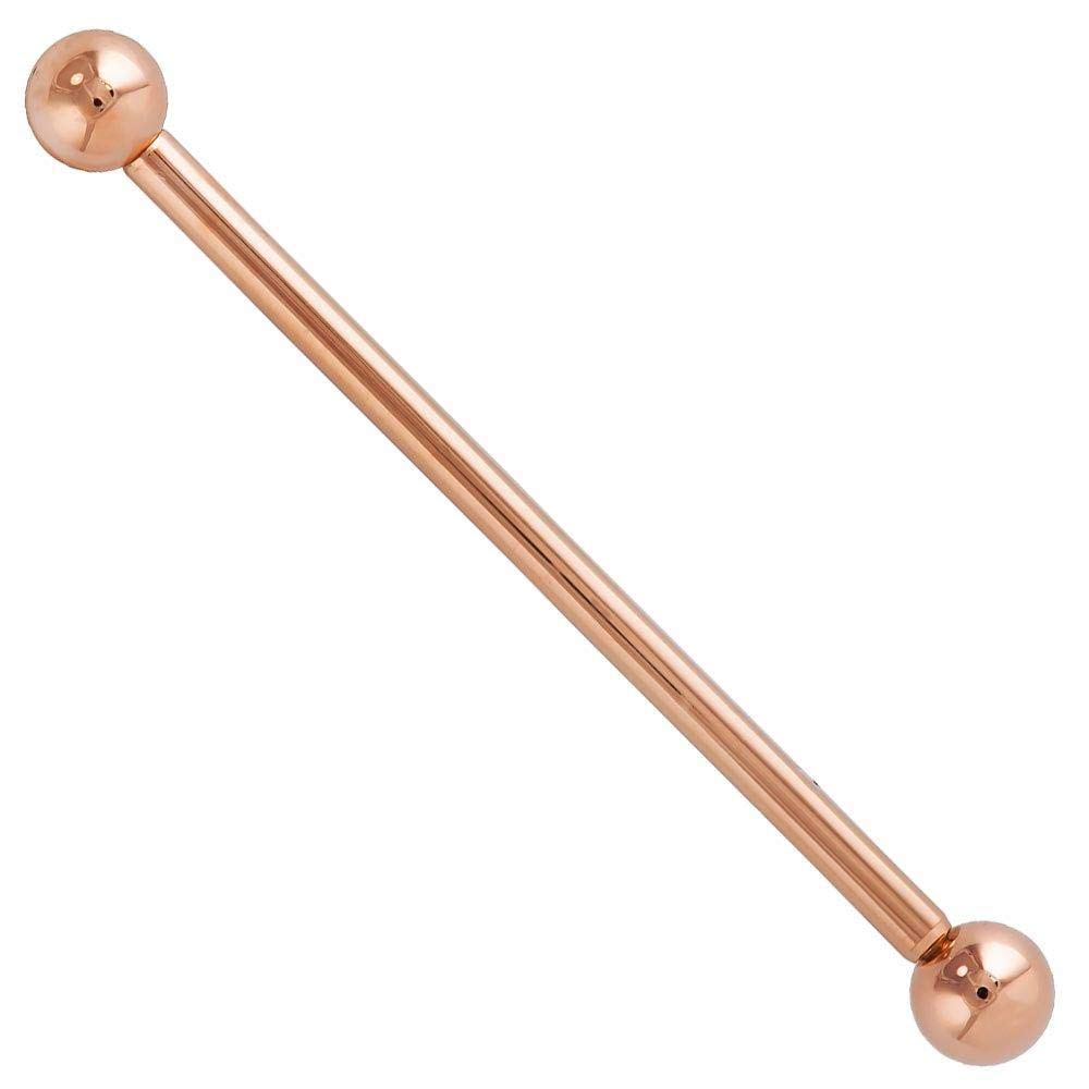 14K Rose Gold Industrial Barbell Earring - Dainty Cartilage Hoop Piercing Jewelry for Women | Perfect for Everyday Wear, Parties & Special Occasions