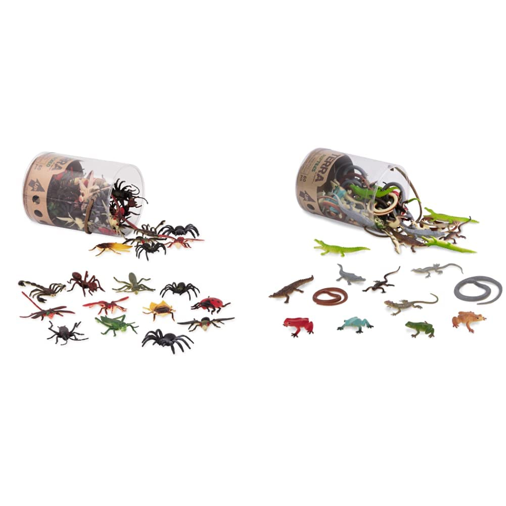 Battat Terra Insect World – 60-Piece Miniature Bug Toy Set for Kids Ages 3+ | Educational Animal Figures for Play & Learning | Perfect for Reptile Enrichment & Science Classroom Activities