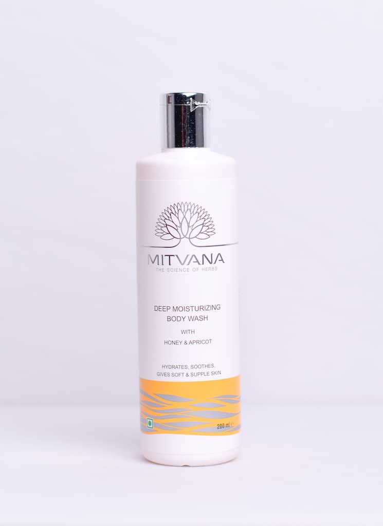 MITVANA Deep Moisturizing Body Wash with Honey & Apricot - Hydrating & Soothing Shower Gel for Soft, Supple Skin - Relaxing Body Wash for Men & Women (200ml) - Perfect for Dry Skin Care & Daily Shower Routine