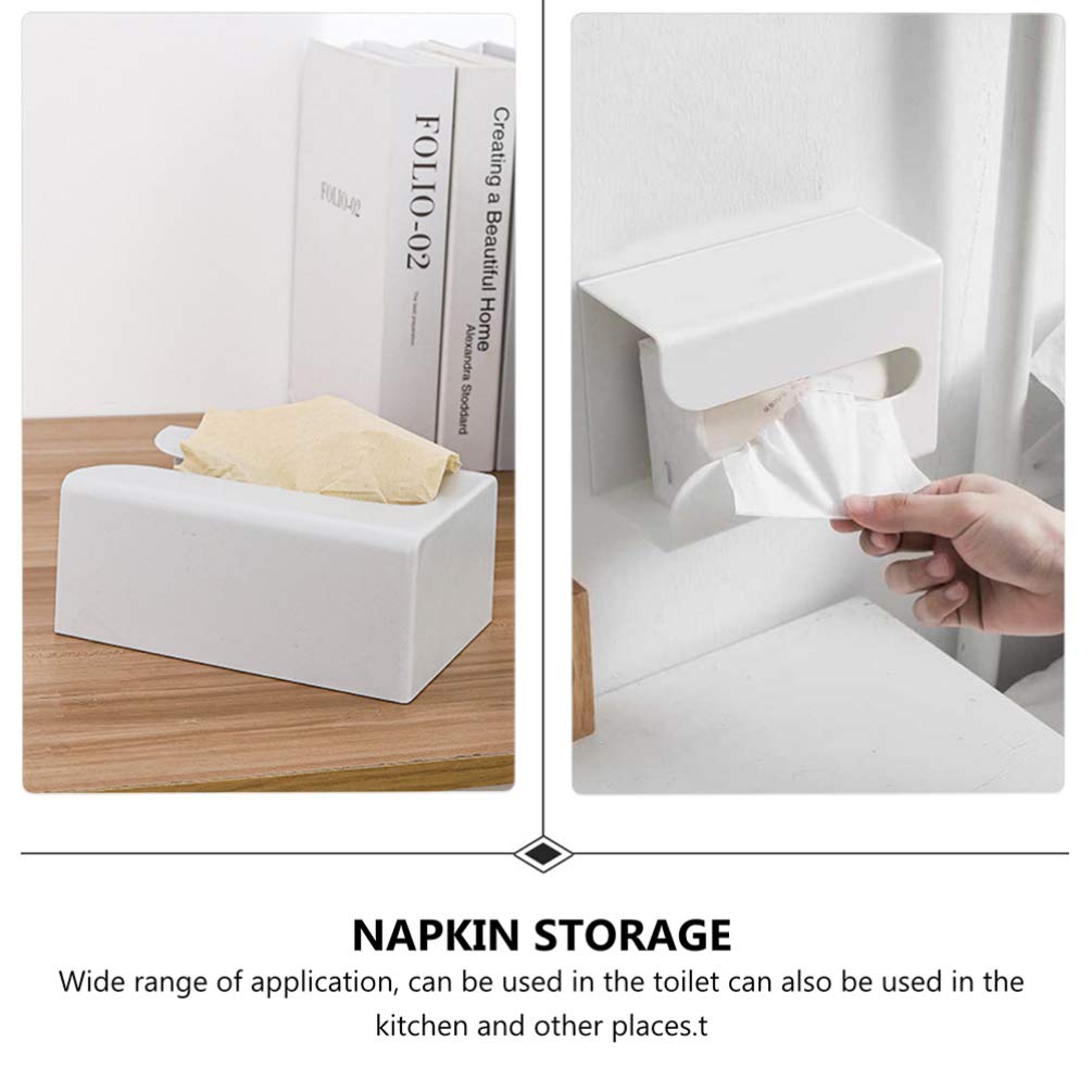 Hemoton 3-Pack White Plastic Wall-Mounted Tissue Box Holder - Hanging Paper Towel Dispenser for Bathroom, Kitchen & Makeup Counter | Space-Saving Toilet Paper Stand with ABS Material (White)