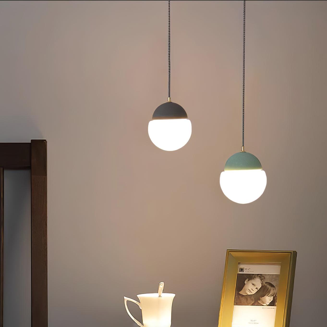 Modern Cement Eclipse Pendant Light - Industrial Style Hanging Lamp for Kitchen Island, Dining Room & Bedroom Lighting