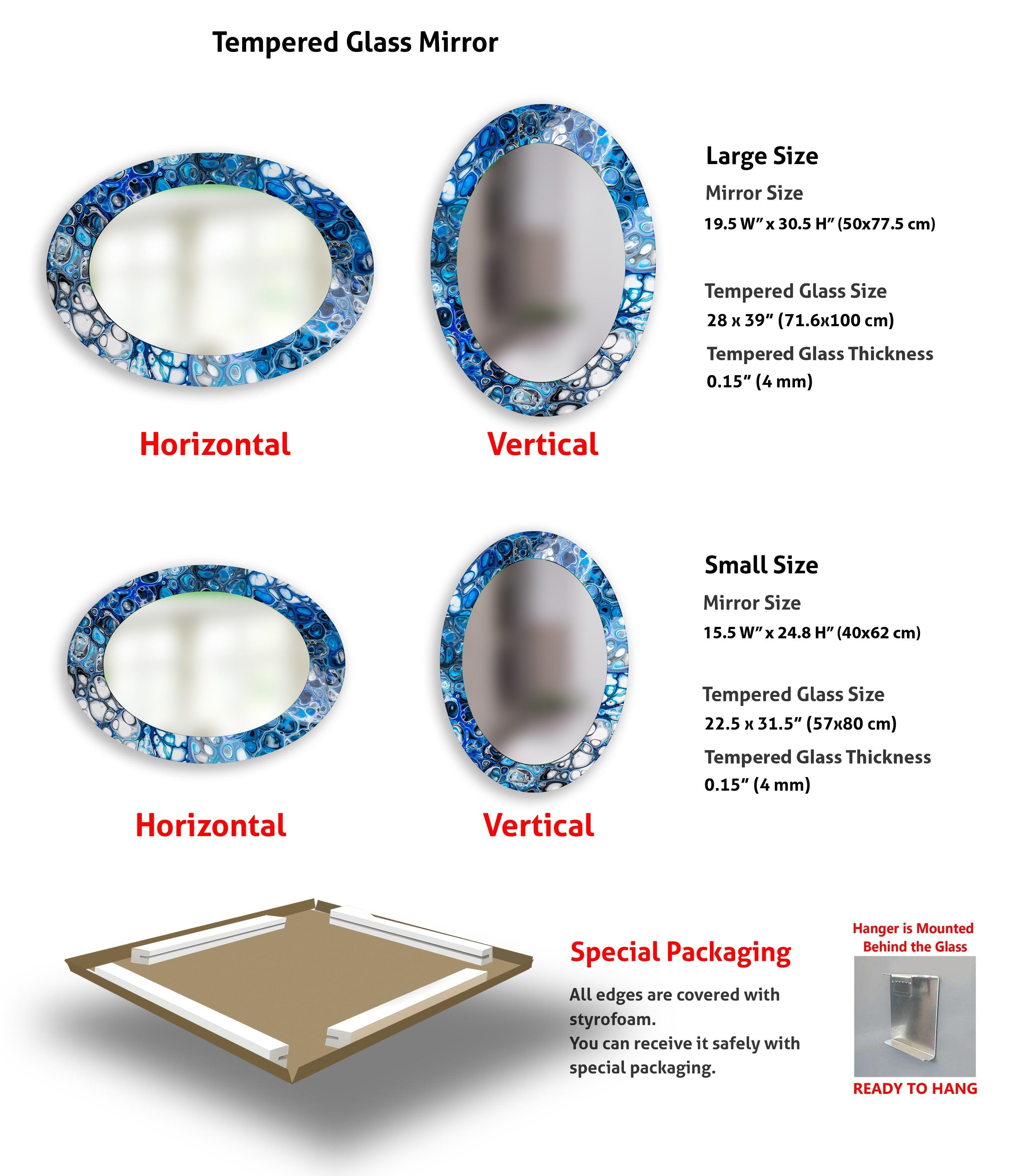 Blue Modern Oval Wall Mirror - Elegant Home Decor for Living Room, Bedroom & Entryway - Perfect for Adding Style & Space