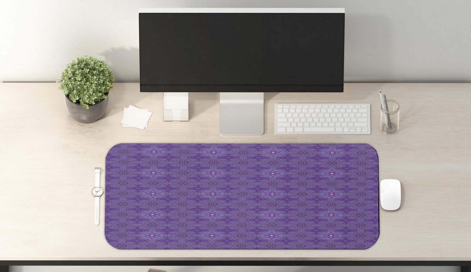 Ambesonne Ethnic Computer Mouse Pad with Eastern Mandala Flower Design - Non-Slip Rubber Gaming Mousepad (31