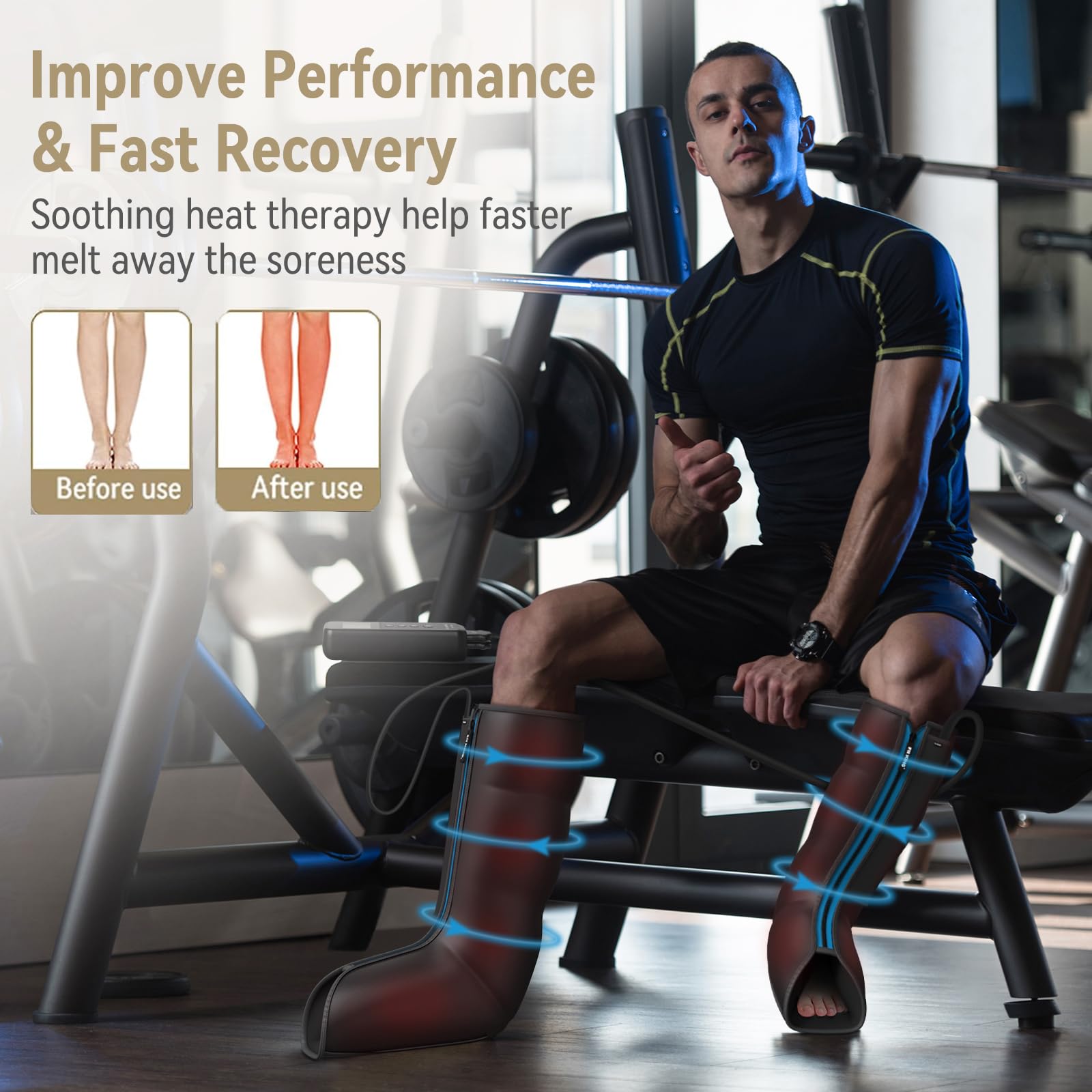 FIT KING Leg Massager with Heat - Upgraded Air Compression Boot for Circulation, Pain Relief & Edema - FSA/HSA Approved Foot & Calf Massager for Relaxation & Recovery - Perfect Gift for Parents, Athletes & Office Workers - Use After Workouts, Travel or Long Sitting