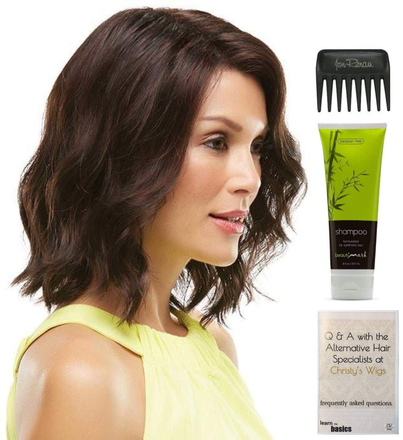 Jon Renau Scarlett Large Wig Bundle - 4 Items (8RH14 Color) | Includes Christy's Wigs Q&A Booklet, BeautiMark Synthetic Shampoo & Wide Tooth Comb | Perfect for Cosplay, Costume Parties & Hair Loss Solutions