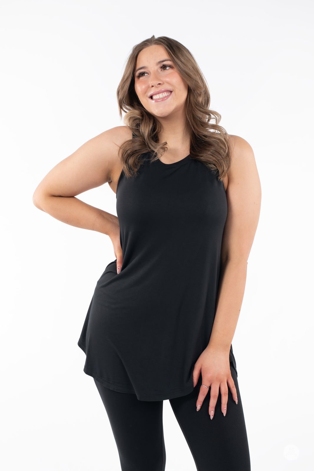 High Neck Swing Tank Top for Women - Comfortable Stretchy Workout Shirt - Perfect for Yoga, Running & Gym