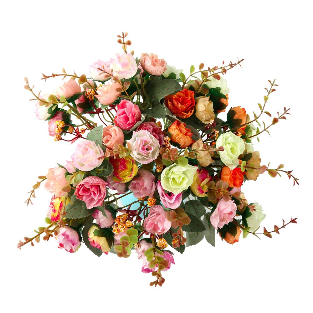 Realjoy 21-Stem Diamond Small Artificial Rose Flowers Bouquet - 2 Pack Autumn Diamond Pink for Wedding, Home, Party Decorations | Perfect for Centerpieces, Table Settings & Gift Giving