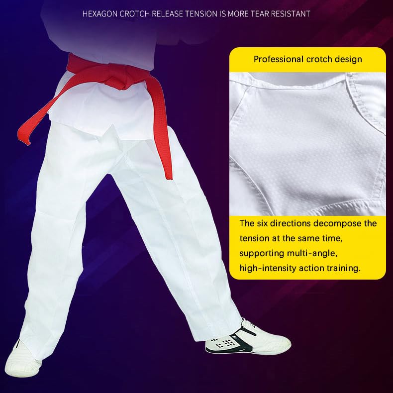 Unisex Kids Karate Pants - White Cotton Blend Taekwondo Trousers with Elastic Waist | Lightweight Martial Arts Training Pants for Boys & Girls | Perfect for Karate Class, Taekwondo Practice & Martial Arts Training