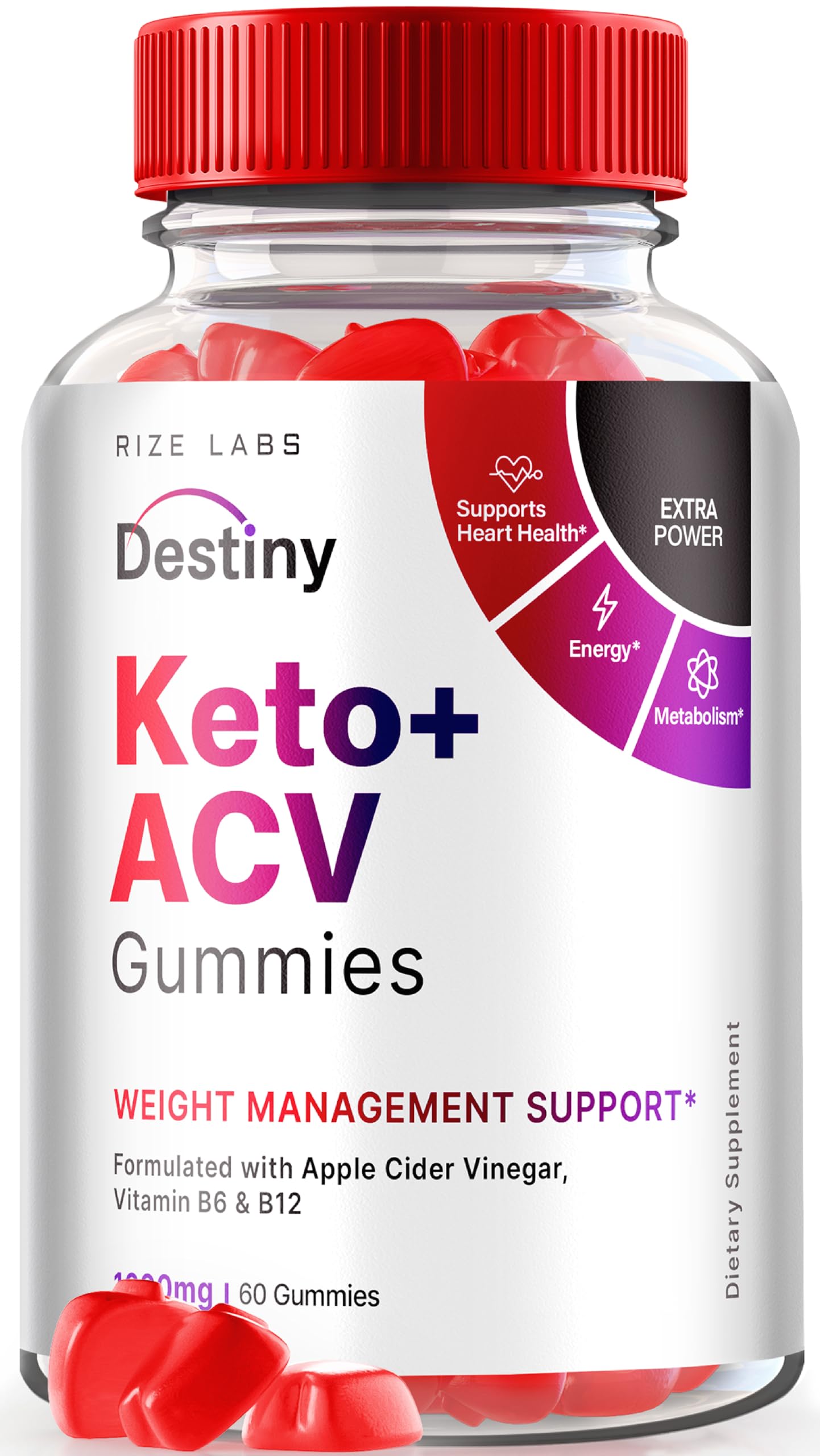 Destiny Keto+ ACV Gummies - Advanced Apple Cider Vinegar Weight Loss Supplement (60 Count) | Supports Ketosis, Metabolism & Appetite Control | Perfect for Keto Diet & Healthy Lifestyle