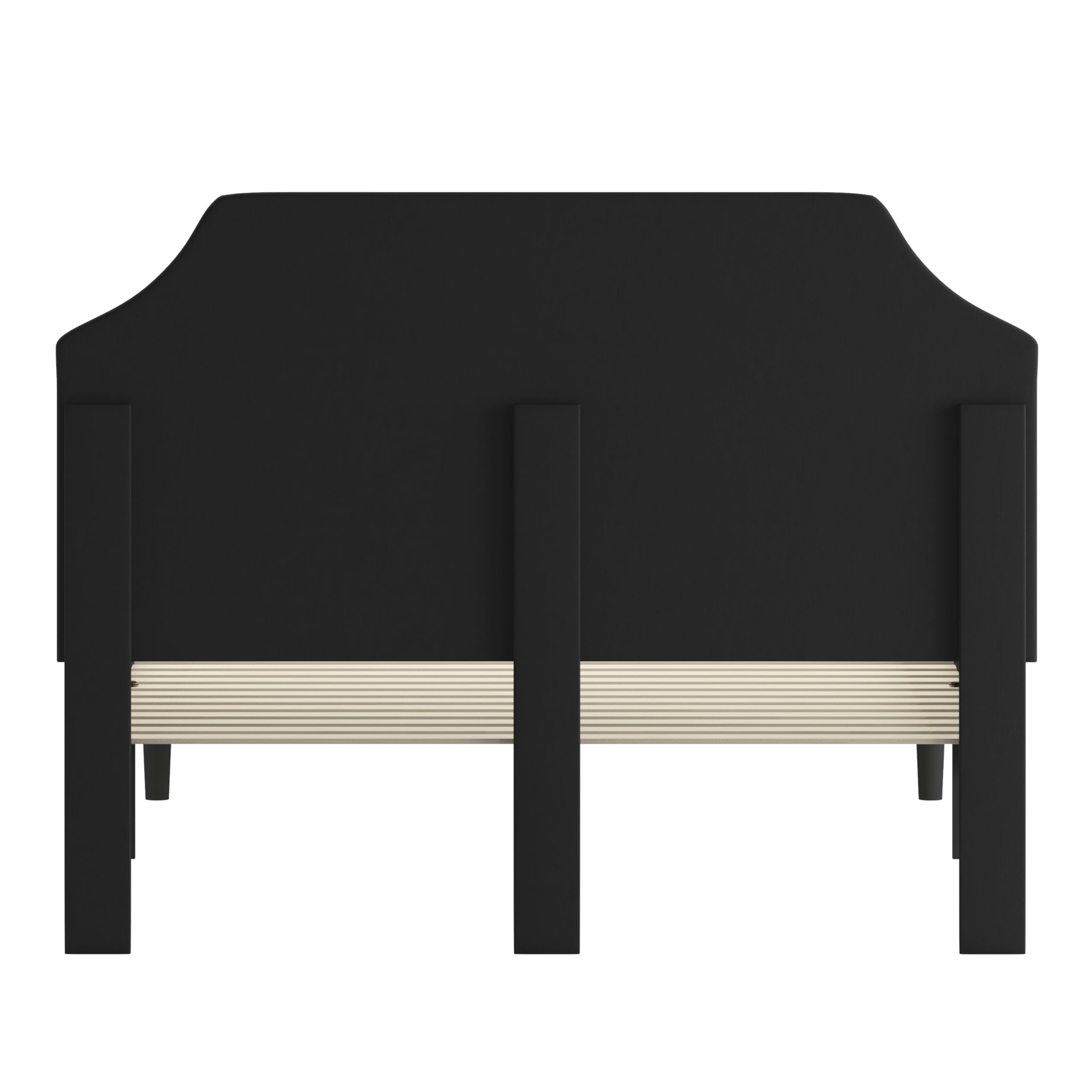 Queen Size Arched Tufted Upholstered Platform Bed Frame with Headboard - Black Fabric Luxury Bedroom Furniture for Master Bedroom & Guest Room
