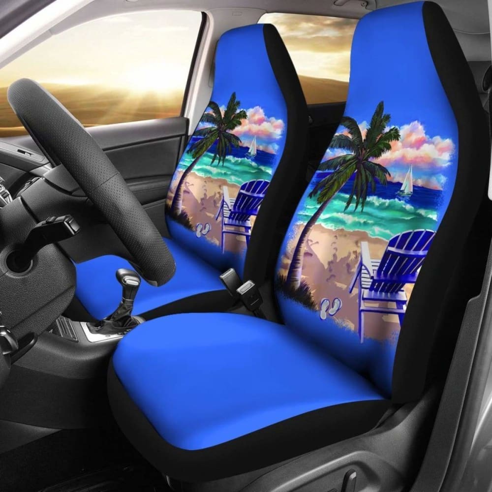 Palm Tree Blue Beach Chair Seat Cover - Durable & Comfortable for Outdoor, Poolside, and Vacation Use
